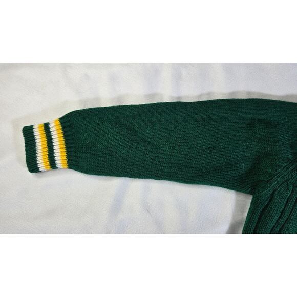 Vintage Woolworths 3T Boy's Cardigan Acrylic Green Hooded College Sweater Style - Picture 6 of 11